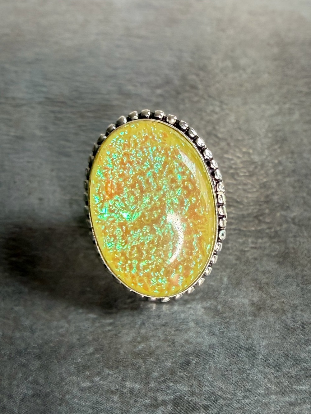 Yellow Opal triplet Gemstone Women Jewelry Ring Size 6 Silver 925 Plated Boho